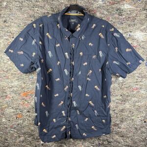 Roark Shirt Mens XL Blue Button Down Classic Fit Pocket Jelly Fish‎ Casual